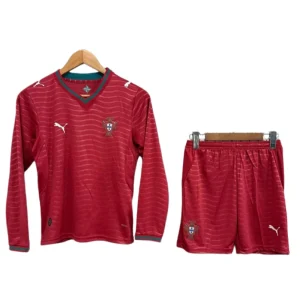Portugal World Cup 2026 Home Kids Long Sleeve Kit & Jersey + Shorts Fan Version